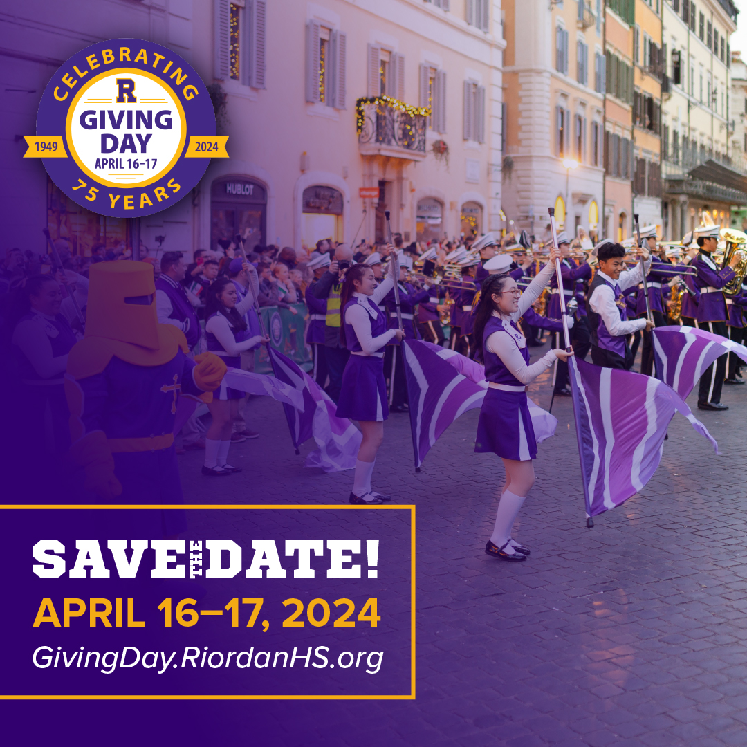 Save the date! Riordan’s 10th annual Giving Day is on April 16-17 and we need your help to spread the word! Share this post and let the world know how you plan to make a difference for countless Crusaders. #wer75