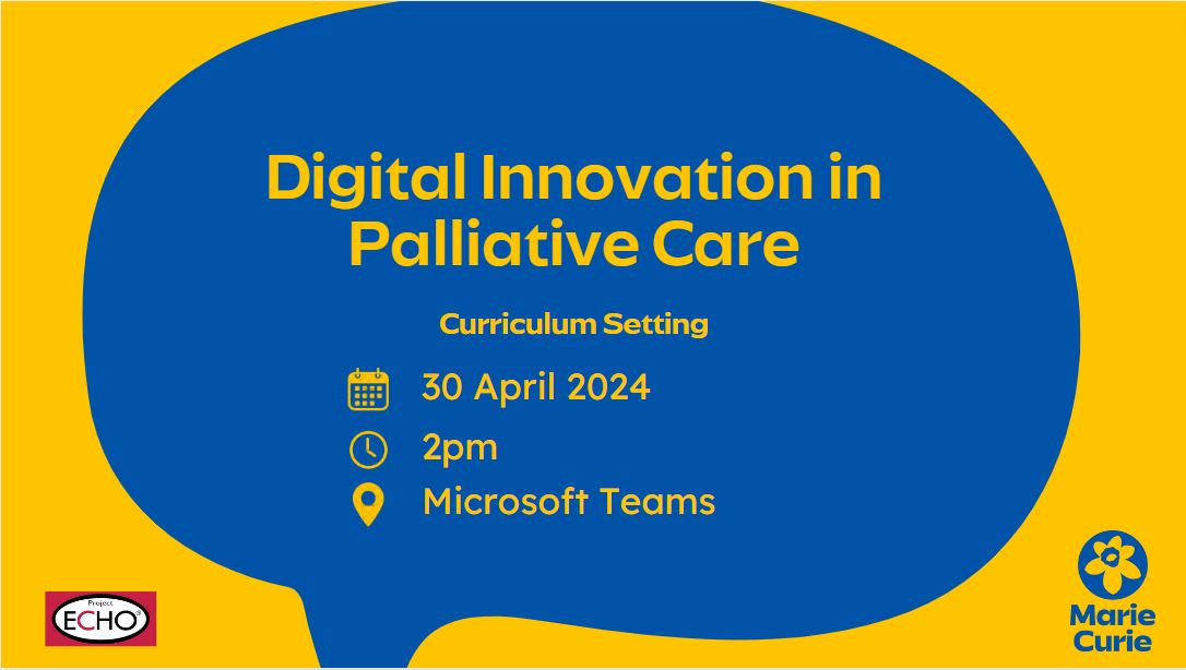 Our new ECHO network brings health & social care practitioners together to share new technologies and discuss how they can enhance care for patients, relatives, and carers. Join us in shaping palliative care through digital innovation! Find out more: bit.ly/43xkfKG