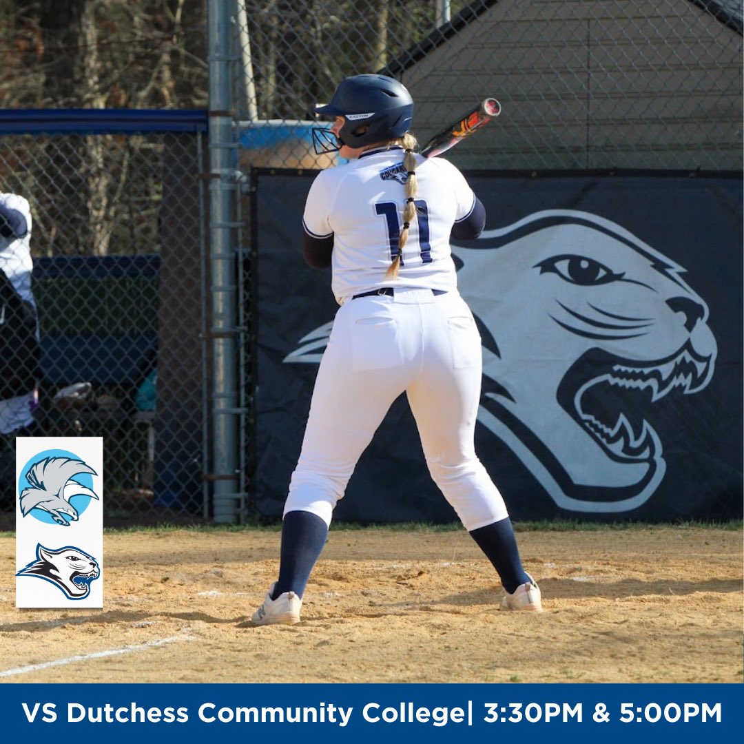 CamdenccCougars's tweet image. IT’S GAME DAY! Come watch the Lady Cougars take on Dutchess Community College in a double-header today at 3:30pm &amp;amp; 5pm. 

📍 Camden County College, Blackwood Campus 
📺 CamdenCC Athletics YouTube 
.
.
#gocougars #njcaasoftball #camdencc #cougarnation