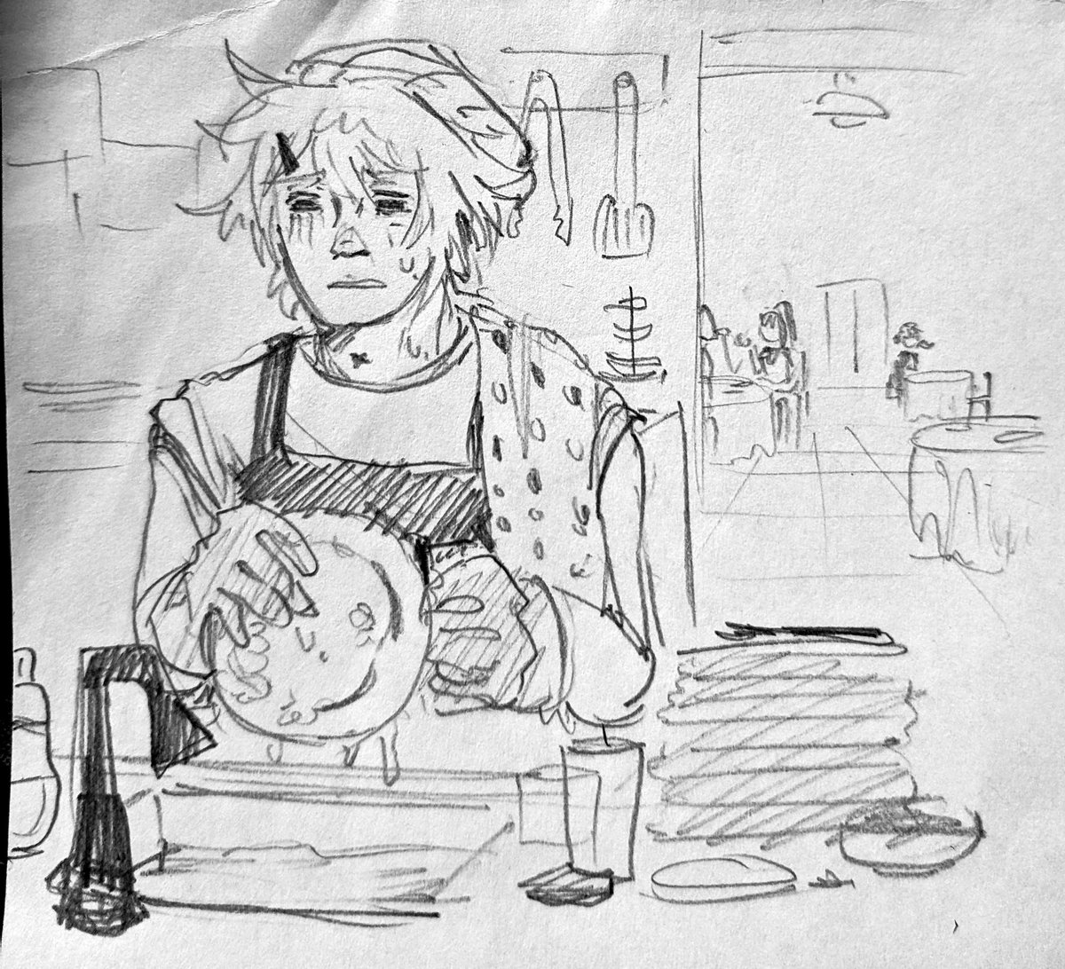 Funginfection's tweet image. drawing shin with a different job everyday until the final part comes out
day 1: dishwashing
#yttd