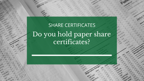 Do you hold paper share certificates?

We can help you dematerialise any UK share certificates that you hold by securing them in a broking account in your name.
To find out more, please visit our website using the following link; css-investments.com/news/do-you-ho…. Capital at risk.