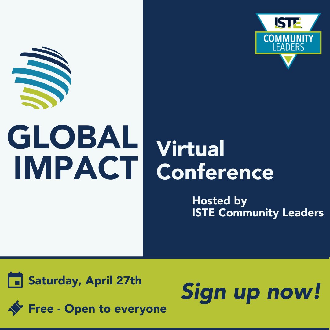 📣Have you signed up for the Global Impact Virtual Conference yet? The virtual conference is on Saturday, April 27! Join for 12 live sessions and over 60 pre-recorded sessions representing 25 countries! 🌎 📌Registration Link: bit.ly/Global-Impact-… @ISTEofficial @ASCD
