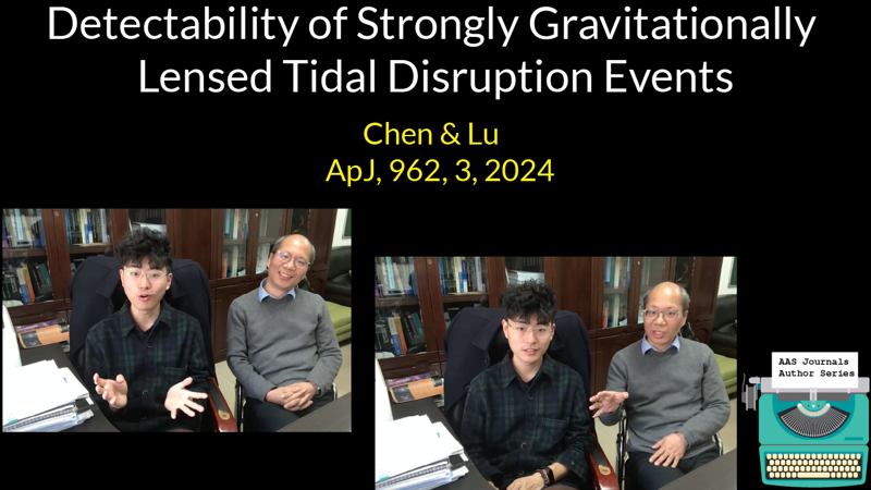 Zhiwei Chen & Youjun Lu (National Astronomical Observatories, Chinese Academy of Sciences) chat about Tidal Disruption Events: youtube.com/watch?v=vJvyj_… Goal of the AAS Journals Author Series is to connect authors w/their article, their human story & the larger astro community.