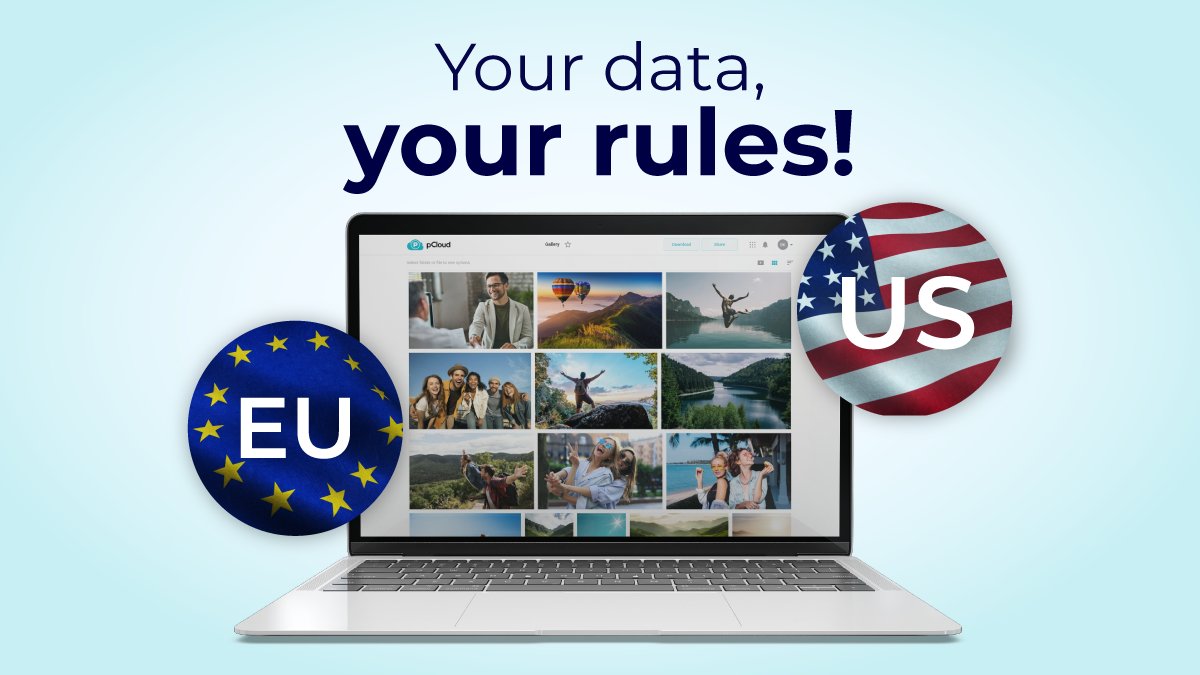 🔒💡 At pCloud, we believe in putting the control right where it belongs - in your hands! Did you know? You can select where your data will be stored - 🇺🇸 United States or 🇪🇺 European Union. Why does this matter? 🤔 Regions have different regulations for data storing.