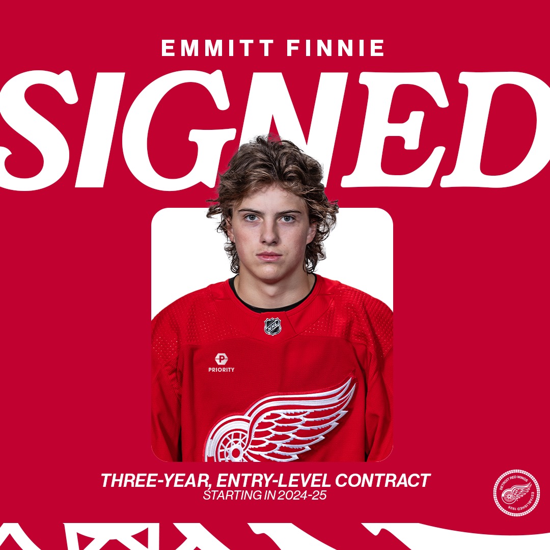 UPDATE: The #RedWings today signed center Emmitt Finnie to a three-year, entry-level contract beginning with the 2024-25 season.

Finnie will report to the AHL’s Grand Rapids Griffins on an amateur tryout for the remainder of the 2023-24 season.