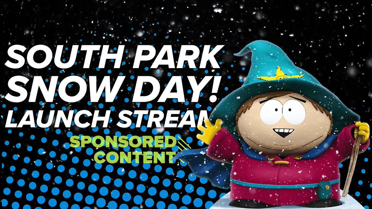 streaming today: co-op South Park: Snow Day! come hang out from 3PM UK time | 8AM Pacific | 11AM Eastern youtube.com/live/_Y1ERb2v0…