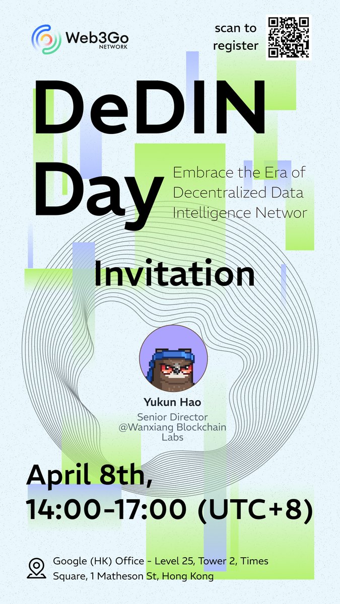 💫 We extend a warm welcome to Yukun Hao, Senior Director at @WXblockchain, for gracing us with your presence at the DeDIN Day event in Hong Kong! Let's ignite the spark of innovation in Web3! #WanxiangBlockchainLabs #DeDINDay 🌟