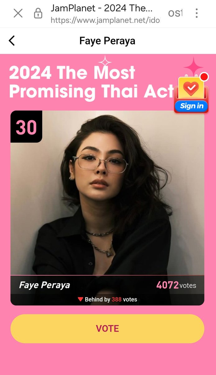 WomenFP's tweet photo. Vote for #FayePeraya as 2024 The Most Promising Thai Actor 🫶 end date April 14 soo keep your votes on for @malisorn00 👑
#Thai #BlankTheSeries #JamPlanet #MostPromisingActor2024 https://t.co/SeuggtZqLC