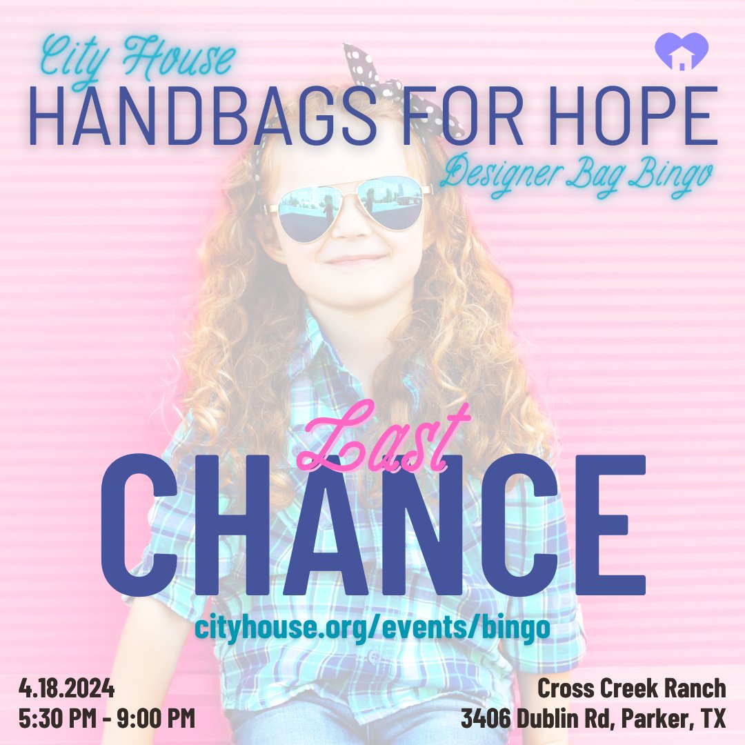 ⏰ Last call to get your tickets for our 2nd Annual Handbags for Hope! We still have a couple of spots so head over to cityhouse.org/events/bingo to secure a chance to make a difference while enjoying a night of sisterhood and giving in honor of Child Abuse Prevention Month. 👜🤝💗