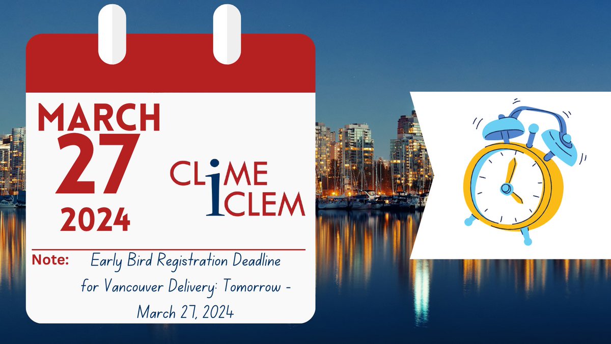 Have you registered for CLIME 1.0 in Vancouver yet? If not, there is still time to do so. The early bird registration deadline is tomorrow, March 27, 2024! Don’t miss out on this exciting Professional Development delivery! came-acem.ca/professional-d… #MedEd