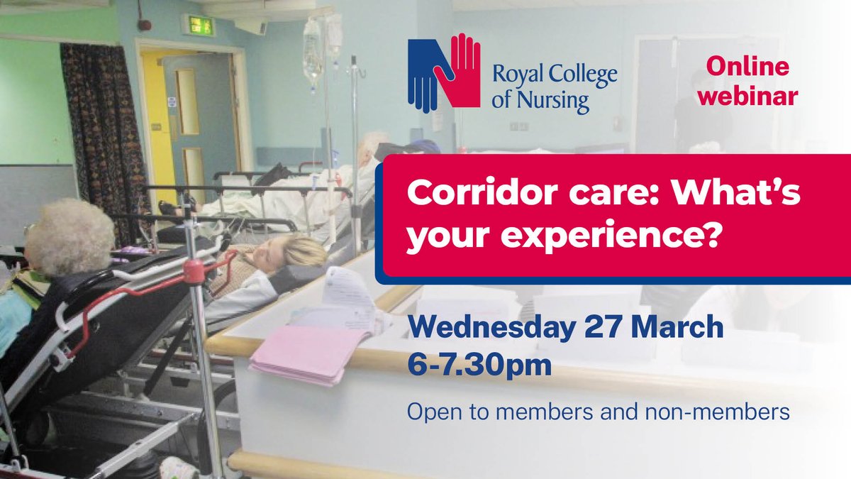 🚨 You don't need to register to join our final corridor care webinar TOMORROW, 6-7:30pm. Tell us about when you've been forced to deliver care in inappropriate settings such as waiting rooms, corridors and ambulances, so that we can push for change: bit.ly/42OhRPG