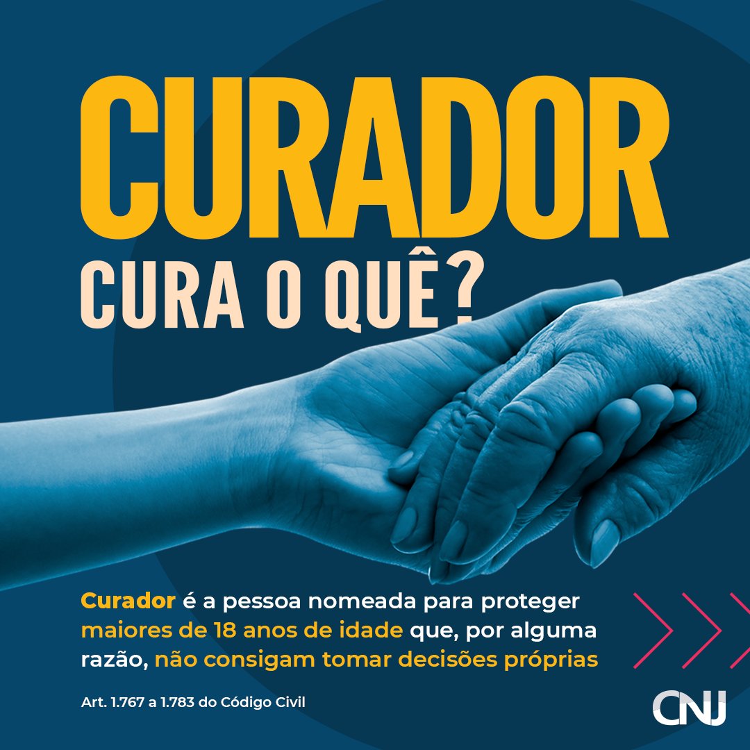 CNJ_oficial's tweet photo. 📌O curador é nomeado durante o processo de curatela de maiores de idade que tenham incapacidade física e/ou cognitiva para tomar decisões, por exemplo: problemas de saúde, vícios, gastos descontrolados do próprio patrimônio.
#Interdição #Curador #Curatela #Tutela #Tutor https://t.co/T7Cr9J0xSf