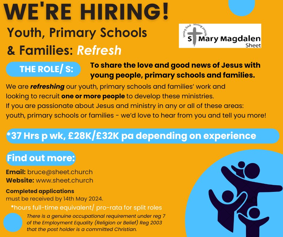 Good looking job going at St Mary Magdalen, Sheet. £28-£32K, depending on experience.