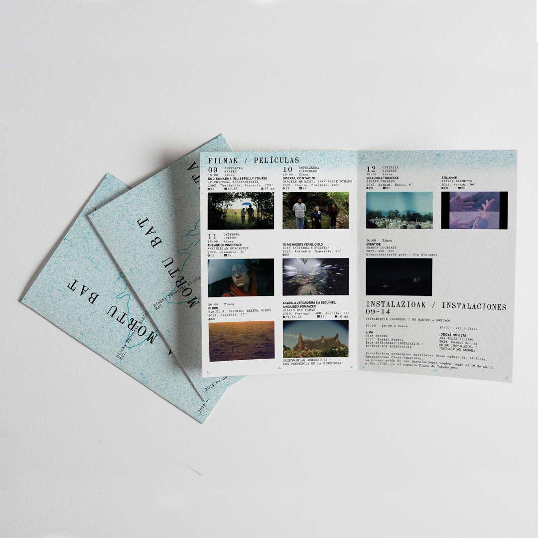 🗺️ Programazioa eskuragai eta sarrerak salgai!

Apichatpong Weerasethakul, Danièle Huillet &amp; Jean-Marie Straub, Sílvia das Fadas, Sharon Lockhart...

🎟️ ¡Programación disponible y entradas a la venta!

2024.04.09–14 | Tabakalera

ℹ️ linktr.ee/unaisladesierta