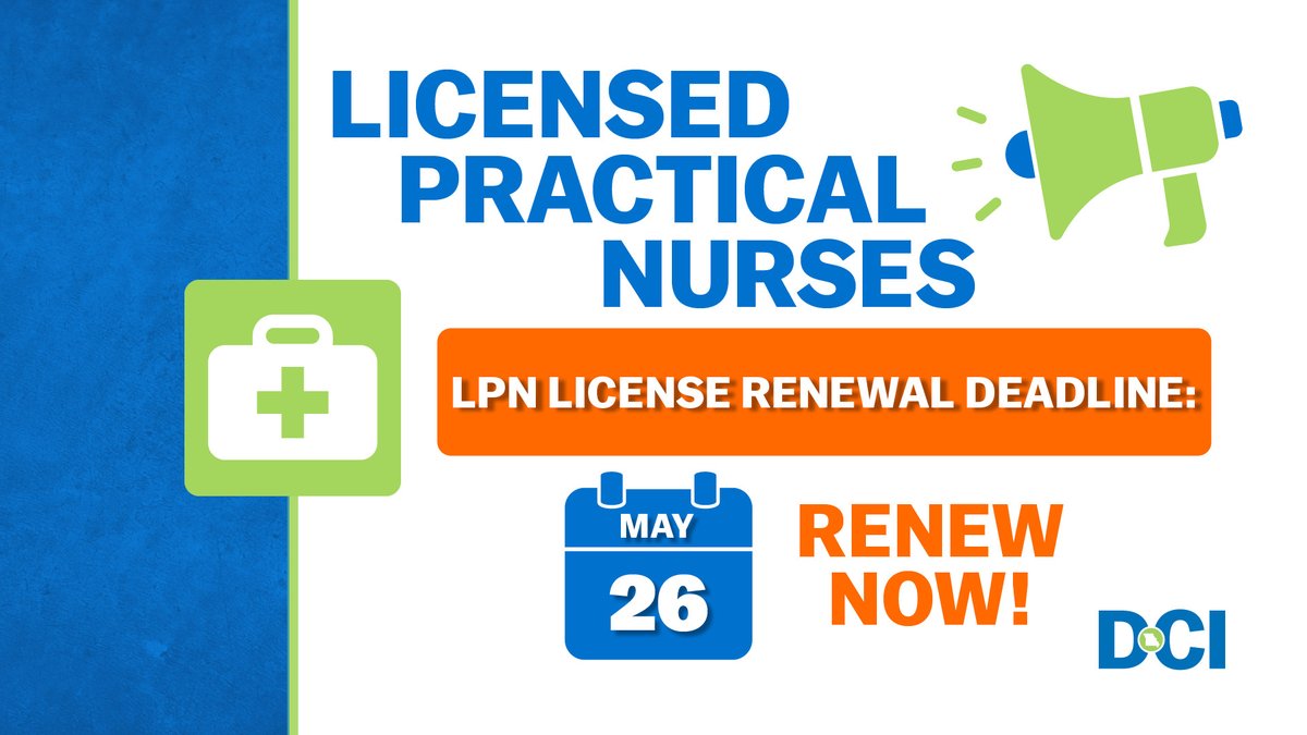 The Missouri State Board of Nursing is reminding all licensed practical nurses to renew their license prior to the May 26 deadline, which is only two months away. Out of 24,088 active LPN licenses in MO, 27% have renewed. pr.mo.gov/nursing.asp
