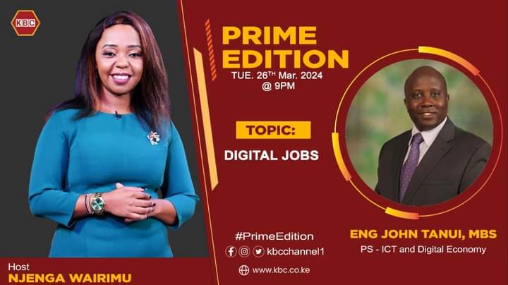 KBCChannel1's tweet photo. #FinyaComputerDollarItoke.
Join us as we delve into digital jobs,the future of work and the journey towards achieving the Digital Superhighway plan.
Tune in tonight at 9 PM on KBC Channel 1 TV.
#KBCniYetu^EM https://t.co/GKgrZEDbg5