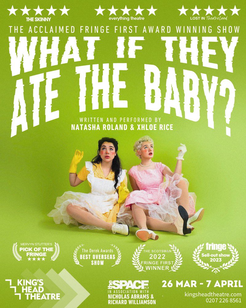 OPENING TONIGHT! Get your tickets for  our other show “What If They Ate The Baby?” at the Kings Head Theatre!!!
kingsheadtheatre.com/whats-on/and-t…