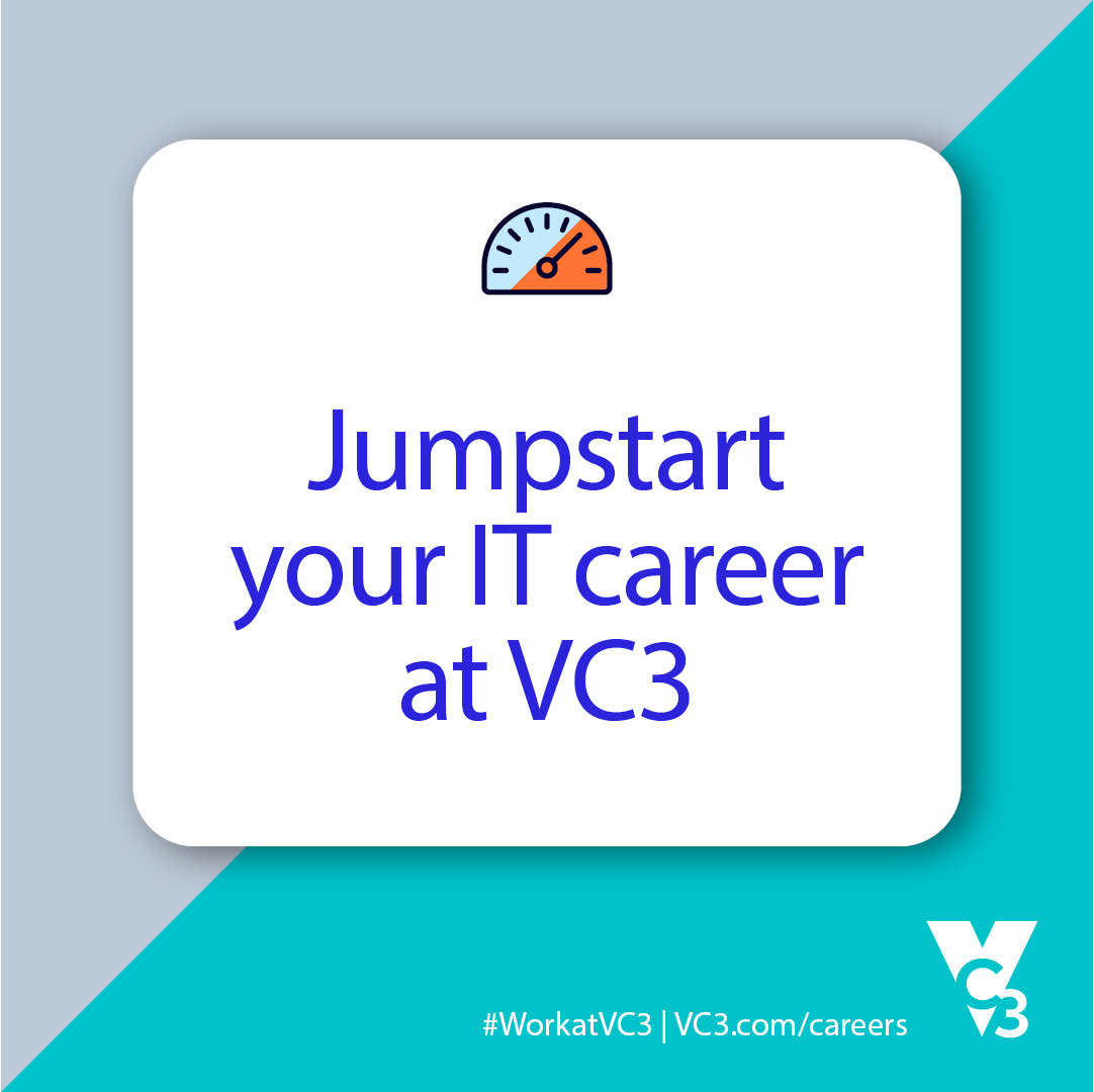 Are you growing as much as you could be in your IT career? 

If you're stimulated by challenge and enjoy learning, you belong on our team! >> hubs.li/Q02lk9-g0

#AIMhigher #WorkatVC3 #JoinOurTeam #WereHiring #ITcareer