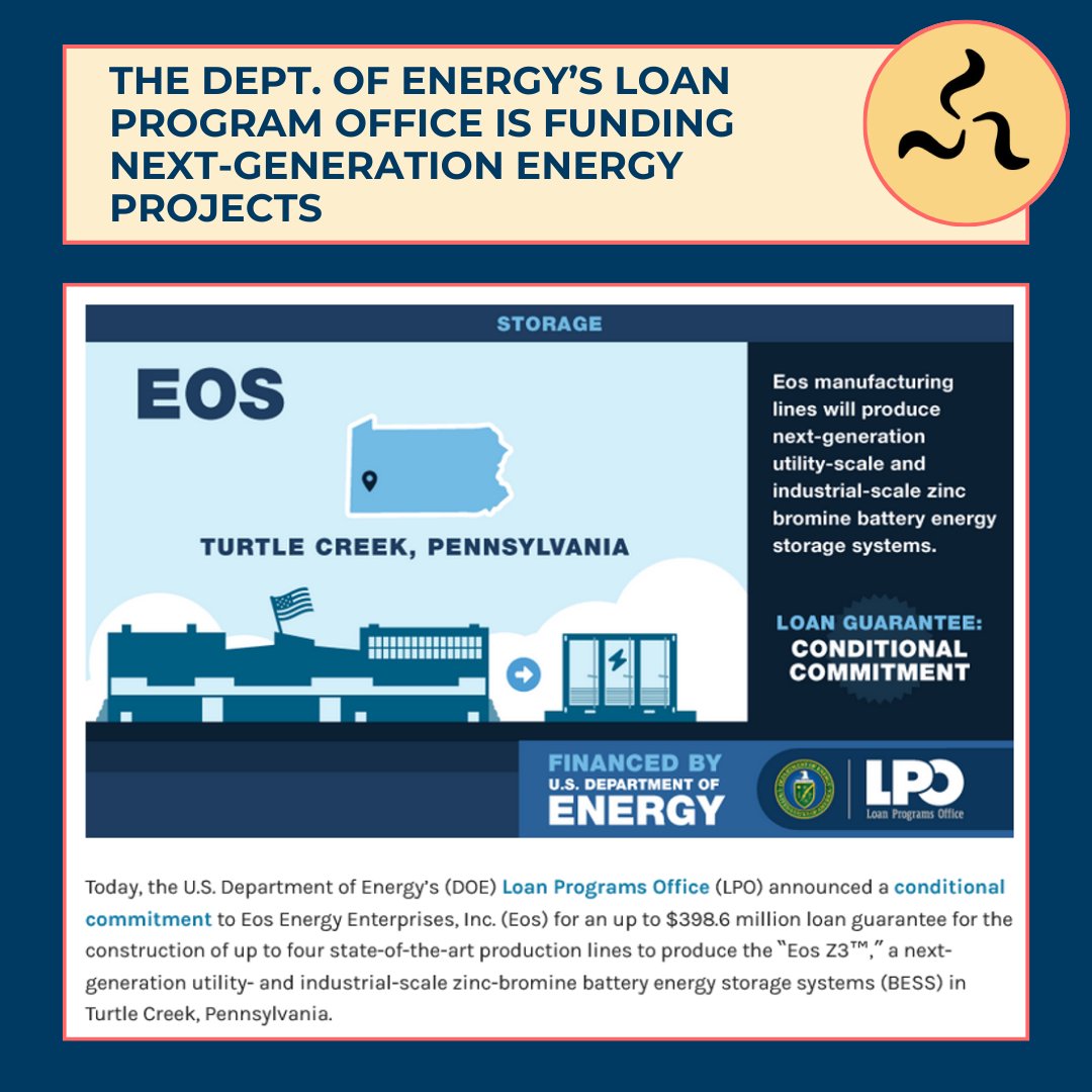 O_R_V_I's tweet image. ⚡️ The Dept. of Energy’s #LoanProgramOffice is funding next-generation energy projects like the EOS battery storage manufacturing facility in Turtle Creek, PA.

Learn more here: tinyurl.com/3seyz7yd

#DeptOfEnergy #EnergyProjects #EOSBattery #TurtleCreekPA