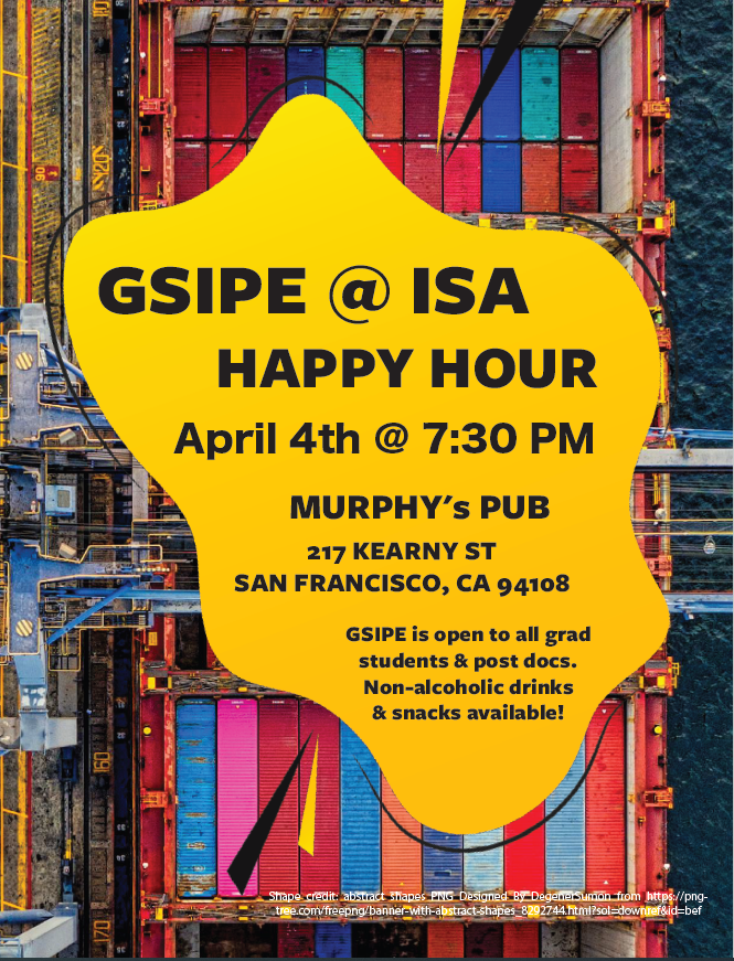 The happiest happy hour is coming back! Join the junior IPE community during ISA on April 4th at 730pm!🥁🥁🥁