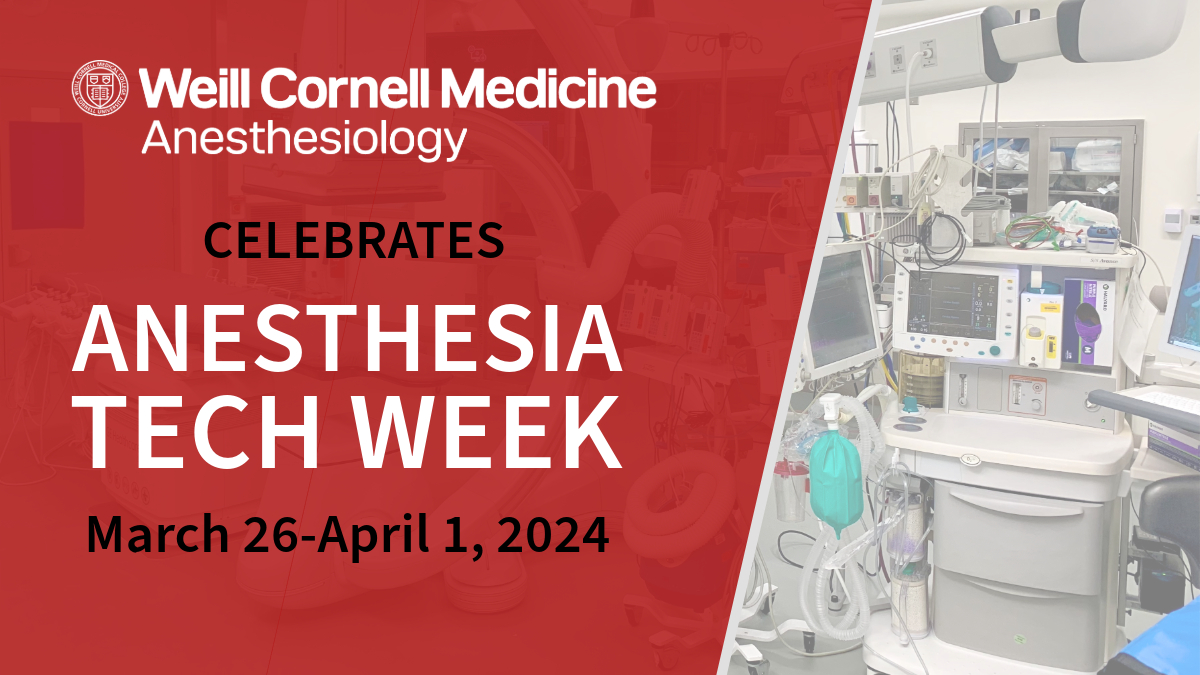 It's Anesthesia Tech Week! This week we celebrate our 
 #anesthesia techs. Thank you for your hard work and dedication today and every day — we appreciate you! #AnesthesiaTechWeek @WeillCornell