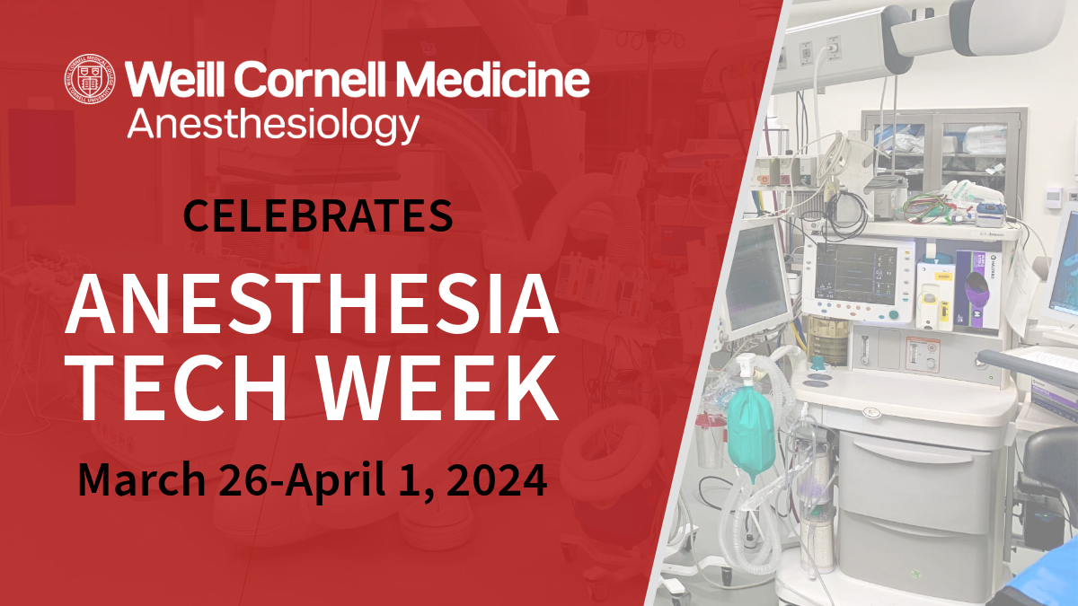 It's Anesthesia Tech Week! This week we celebrate our #anesthesia techs. Thank you for your hard work and dedication today and every day — we appreciate you! #AnesthesiaTechWeek @WeillCornell