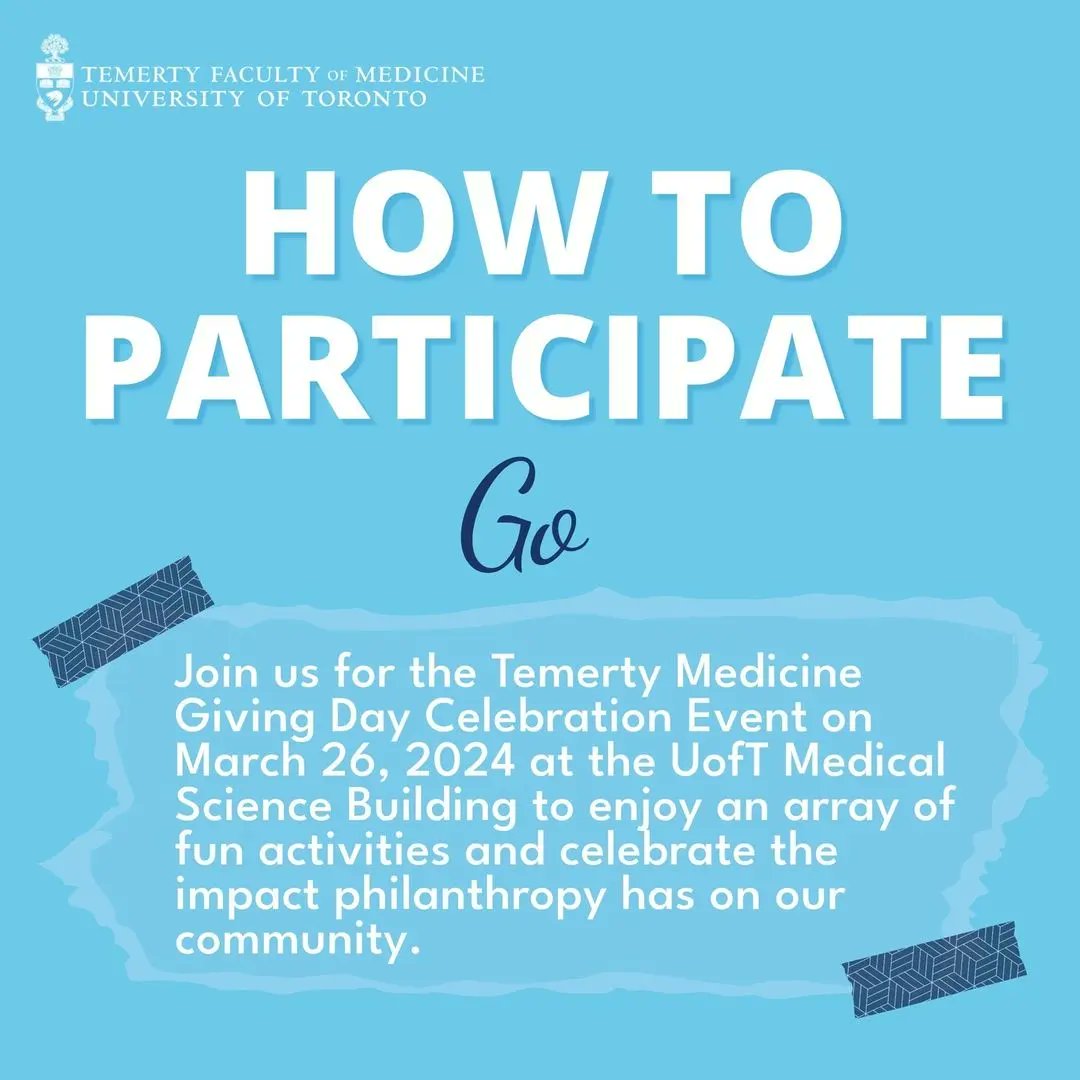 Community of Support (COS) (@cos_uoft) on Twitter photo Today is #UofTGivingDay!
Join us & <a href="/uoftmedicine/">Temerty Medicine</a> in promoting inclusive excellence by donating to the research or education initiative that matters most to you.
Location: Medical Sciences Bldg, 9:00am – 3:00pm EST
For more info, visit uoft.me/GivingDayTemer… Today is #UofTGivingDay!
Join us & <a href="/uoftmedicine/">Temerty Medicine</a> in promoting inclusive excellence by donating to the research or education initiative that matters most to you.
Location: Medical Sciences Bldg, 9:00am – 3:00pm EST
For more info, visit uoft.me/GivingDayTemer…
