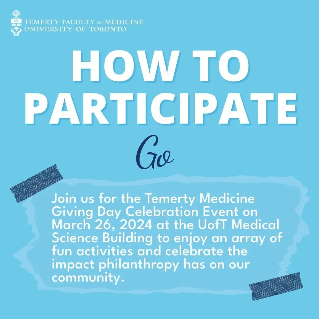 Today is #UofTGivingDay! Join us & @uoftmedicine in promoting inclusive excellence by donating to the research or education initiative that matters most to you. Location: Medical Sciences Bldg, 9:00am – 3:00pm EST For more info, visit uoft.me/GivingDayTemer…