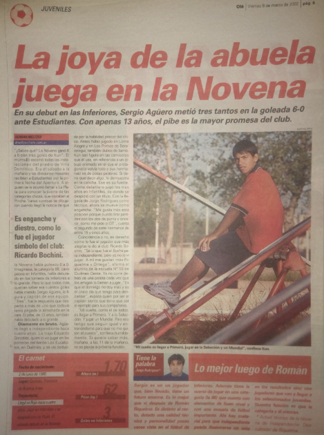seba_cai's tweet photo. @SANGREXENEIZE Aguero campeón en pre novena, con Bochini diciendo que era un Supercrack a sus 13 años.
Comienza en 9ª (también sería campeón) con 3 goles a Estudiantes, su DT decía que era lo mejor desde Riquelme.
El más joven en debutar, el más costoso y el mejor del s.XXI del fútbol argentino https://t.co/TTII0eiKvl