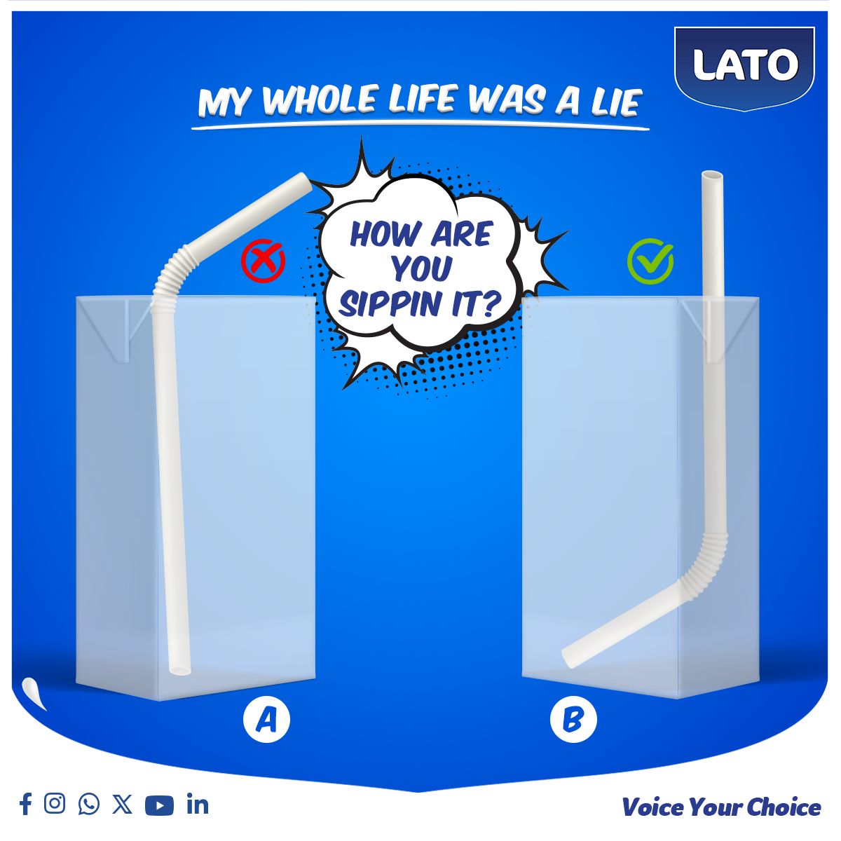 How are you straw-sipping your favourite Lato tetra-pack? Tell us your creative ways to enjoy the creamy goodness! #LatoMilk #SipAndEnjoy #VoiceYourChoice