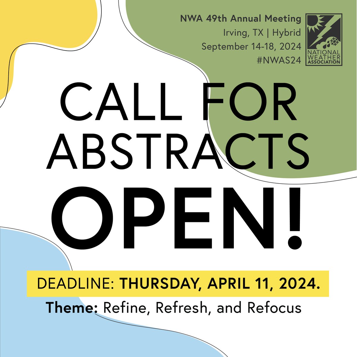 ‼ It's the LAST DAY to submit abstracts for the Annual Meeting ⏰Deadline: TODAY, April 11. 💻Visit our Annual Meeting page for more information: nwas.org/2024-annual-me…