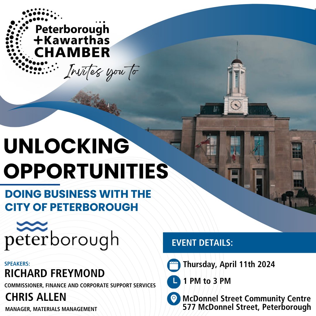 Is your business seeking opportunities to collaborate with the City? <a href="/ptbochamber/">PKChamber</a> is hosting an information session.
✅Learn about the City's purchasing process, Procurement By-law and Social Procurement initiatives.
📅April 11, 1-3 p.m.
➡️Register: ow.ly/YQhT50QTx8q