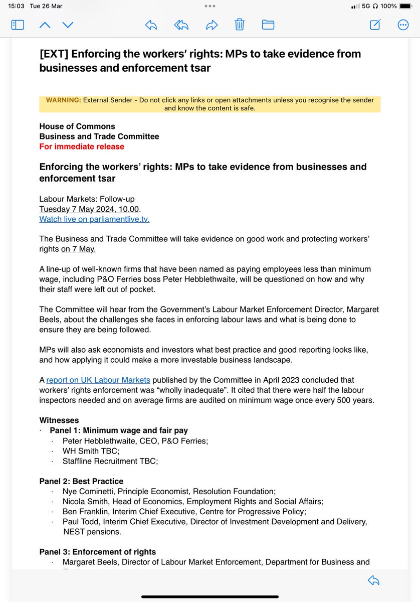 New: the chief executive of P&O Ferries has been summoned by MPs to answer questions about the way it treats its crew. On 7th May, Peter Hebblethwaite will appear on a panel with executives from other firms which have been named and shamed for failing to pay the minimum wage.