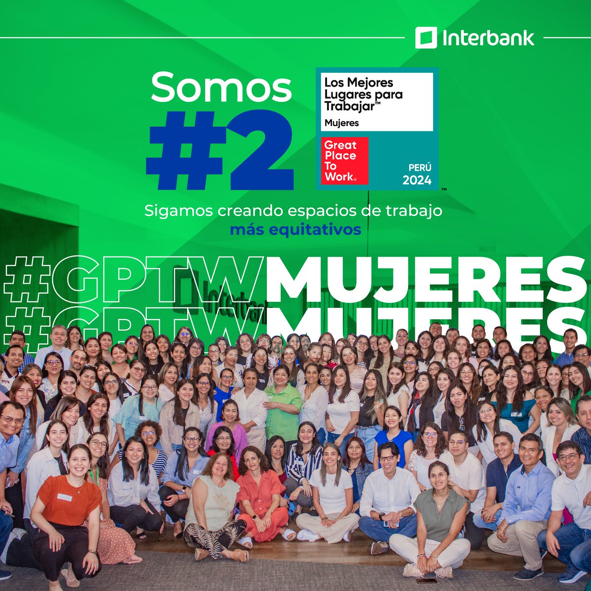 Interbank (@interbank) on Twitter photo #OrgulloInterbank
¡Somos top #2 de “Los Mejores Lugares para Trabajar para las Mujeres en Perú” por <a href="/GPTWPeru/">Great Place to Work Peru</a> 💪
¡El cambio es colectivo! 💚 Seguiremos impulsándolo a través de nuestros programas e iniciativas para promover un entorno equitativo, diverso e inclusivo. #OrgulloInterbank
¡Somos top #2 de “Los Mejores Lugares para Trabajar para las Mujeres en Perú” por <a href="/GPTWPeru/">Great Place to Work Peru</a> 💪
¡El cambio es colectivo! 💚 Seguiremos impulsándolo a través de nuestros programas e iniciativas para promover un entorno equitativo, diverso e inclusivo.