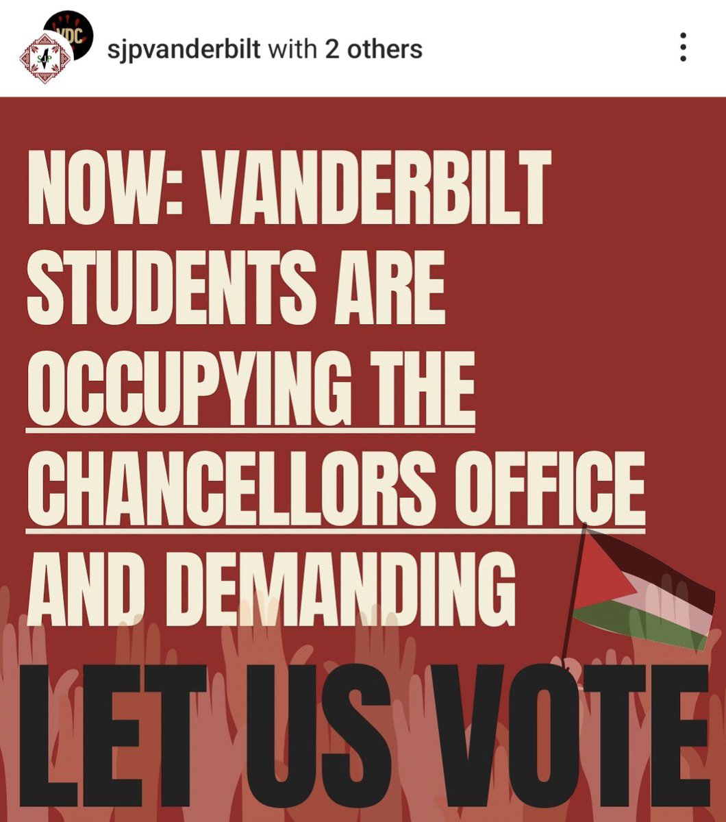 Over 20 Vanderbilt students are conducting a sit-in at Chancellor Daniel Diermeier's office in Kirkland Hall.

Livestream from inside here: instagram.com/vanderbiltdive…