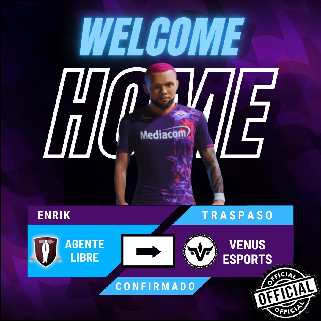 Venus eSports (@venus_esports1) on Twitter photo #EAFC24 | FICHAJE
<a href="/Enrikdasouza7/">Enrique Granados</a> es la nueva cara para la zona ofensiva del equipo!🆕
Se incorpora un jugador que puede moverse por la zona de ataque y medio ofensivo, aportando esa visión y picardía en la zona de ataque!🔥
Bienvenido a la familia!😁
#wearevenus💜 #EAFC24 | FICHAJE
<a href="/Enrikdasouza7/">Enrique Granados</a> es la nueva cara para la zona ofensiva del equipo!🆕
Se incorpora un jugador que puede moverse por la zona de ataque y medio ofensivo, aportando esa visión y picardía en la zona de ataque!🔥
Bienvenido a la familia!😁
#wearevenus💜