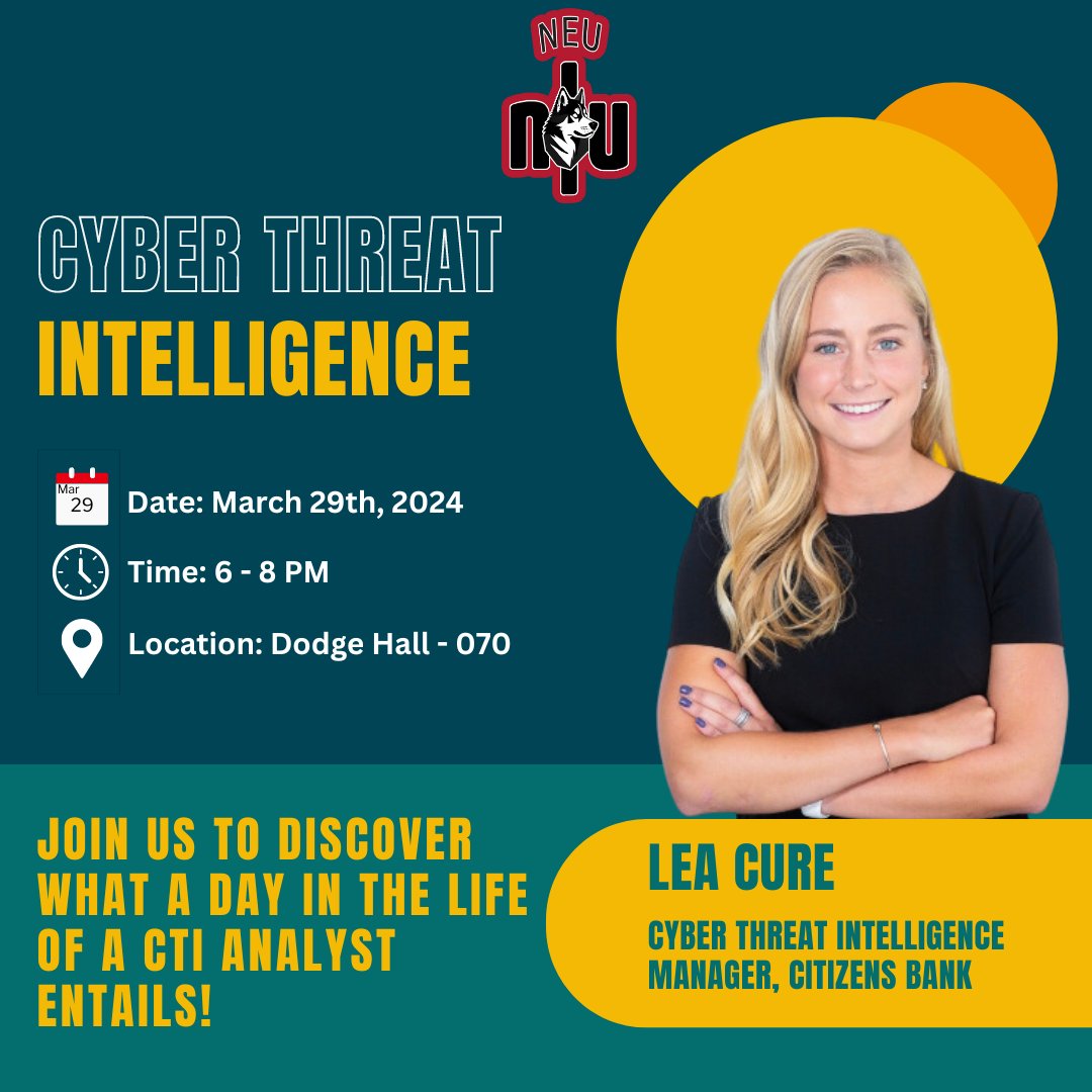 'Intelligence is the bedrock of effective decision-making, and reconnaissance is the compass guiding us through the complexities of the unknown.' @null_NEU is proud to present a workshop on Cyber Threat Intelligence (CTI). 📅 Mar 29 | 🕕 6-8 PM | 📍 Dodge Hall - 070