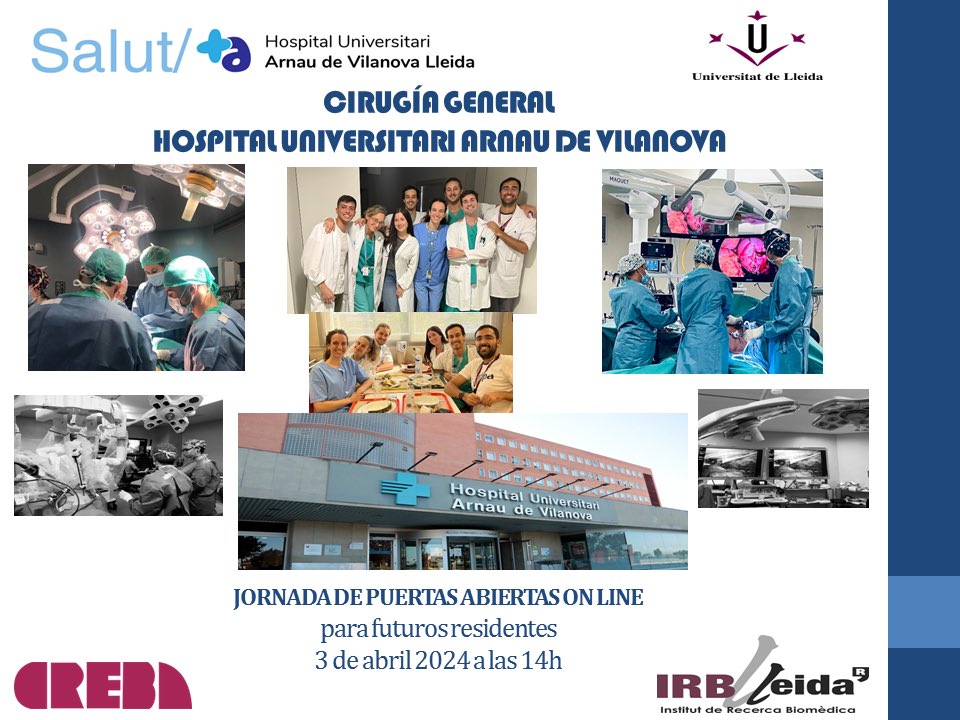 Yolanda MaGo (@yomago80) on Twitter photo Conéctate para conocer #cirugíageneral en el <a href="/harnaulleida/">Hospital Universitari Arnau de Vilanova</a>! icslleida.cat/hospital/espec…
<a href="/aecirujanos/">aecirujanos</a> <a href="/aecformacion/">AEC Formación</a> <a href="/mirasturias/">MIR Asturias</a> <a href="/academiamir/">Academia AMIR</a> <a href="/CTOMedicinaES/">CTO Medicina</a> <a href="/SCatCir/">Societat Catalana de Cirurgia</a> <a href="/creballeida/">CREBA</a> <a href="/mirasturias/">MIR Asturias</a> <a href="/CTOMedicinaES/">CTO Medicina</a> <a href="/AmirSalud/">Amir Salud</a> <a href="/AQGimbernat/">Gimbernat Surgical Society</a> <a href="/PROMIR_esp/">PROMIR</a> Conéctate para conocer #cirugíageneral en el <a href="/harnaulleida/">Hospital Universitari Arnau de Vilanova</a>! icslleida.cat/hospital/espec…
<a href="/aecirujanos/">aecirujanos</a> <a href="/aecformacion/">AEC Formación</a> <a href="/mirasturias/">MIR Asturias</a> <a href="/academiamir/">Academia AMIR</a> <a href="/CTOMedicinaES/">CTO Medicina</a> <a href="/SCatCir/">Societat Catalana de Cirurgia</a> <a href="/creballeida/">CREBA</a> <a href="/mirasturias/">MIR Asturias</a> <a href="/CTOMedicinaES/">CTO Medicina</a> <a href="/AmirSalud/">Amir Salud</a> <a href="/AQGimbernat/">Gimbernat Surgical Society</a> <a href="/PROMIR_esp/">PROMIR</a>