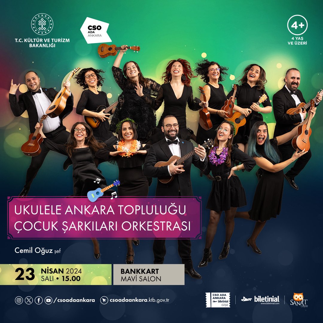 csoadaankara's tweet photo. ✨Ankara’nın ve Türkiye’nin adından çok bahsettiren Ukulele topluluğu Ukulele Ankara, ‘23 Nisan Özel’ konseriyle minik sanatseverlerle buluşuyor. 

🗓️ 23 Nisan Salı
⏰ 15.00
📍 Bankkart Mavi Salon

@ukuleleankara 
#CSOAdaAnkara https://t.co/QcClCH2aif