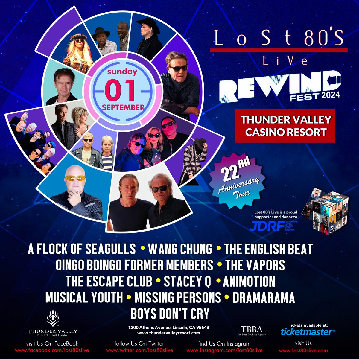 Lost 80’s Live Rewind Fest Returns to the Venue at Thunder Valley Casino Resort in Lincoln, CA Sunday September 1, 2024 Tickets 🎟️ On Sale Friday March 29 @ 10am 👉 lost80slive.com/buy-now