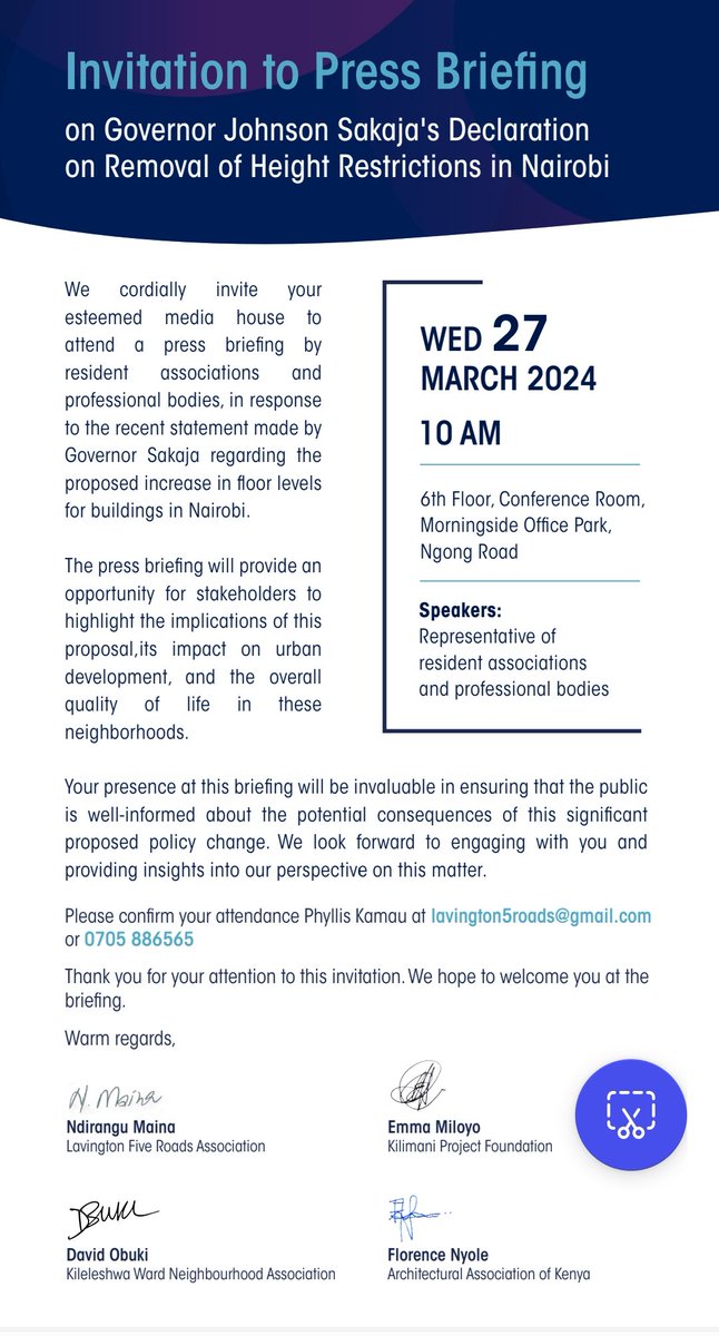 irunguhoughton's tweet photo. Media Peeps:
Residents and Professionals respond to proposed building level increases. 
Wed. 27 March
#NoMonstrocity #NotJustHomesLiveability
@kilimanispeaks https://t.co/AUtxqtGfBl