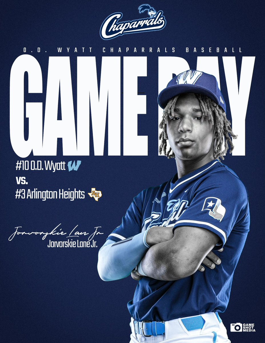 QGermany817's tweet image. It’s a showdown between Fort Worth’s Finest. Come on Out #WhyNotWyatt #WhyNotUs #WhyNotNot

#10 O. D. Wyatt Chaparrals
vs 
#3 Arlington Heights Yellow Jackets
7pm 
@Wyatt