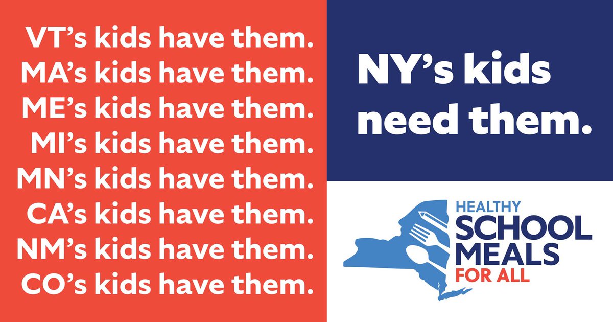 This year must be the year that we fully fund #Meals4AllNY. Join us TODAY & call NY leaders to send a clear message: close the gap for the 320K kids without access to no-cost meals at school & keep full funding intact in the final budget. bit.ly/HSMFACall-InDay