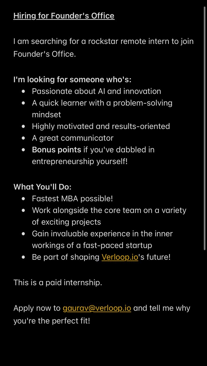 Looking for an intern to work with me. #hiring