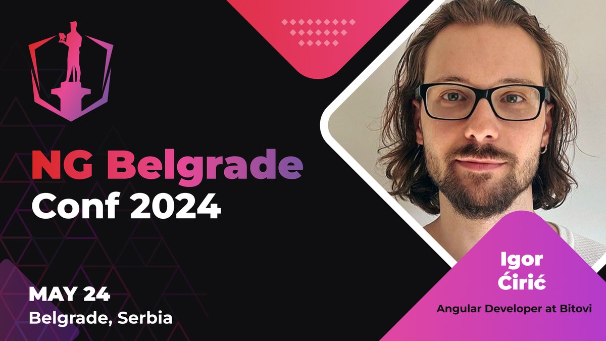 It's time to announce our next speaker, Igor Ćirić! 🎉 Igor is an Angular Developer at @bitovi. 🤟 🎟️ Get your ticket: angularbelgrade.org/#tickets #NGBelgradeConf #AngularBelgrade #Angular