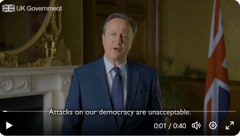 David Cameron says attacks on our democracy are unacceptable. Unless of course it is the Conservatives with Voter ID, banning strikes, banning protests or jailing protestors.