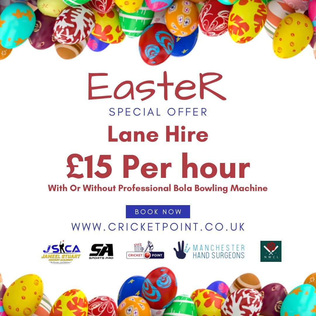 Hop into our Special Easter Offer! Enjoy lane hire for just £15 per hour, with or without the professional Bola Bowling Machine! Don’t miss out, book your spot now! . . . #cricket #easter #easterholidays #cricketpointbolton #activities