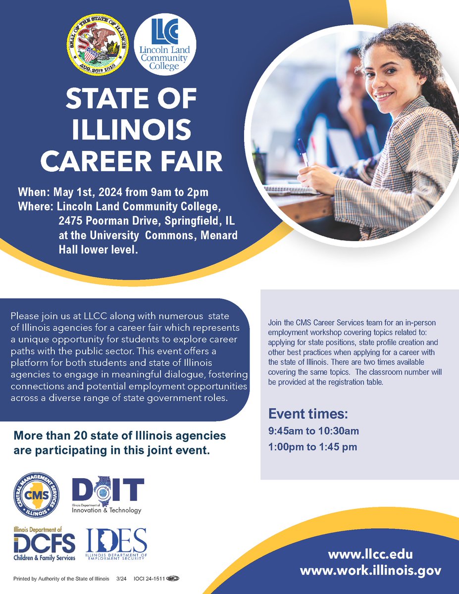 Attention job seekers! Join us at @LincolnLand on Wednesday, May 1st to discuss potential employment opportunities at #DoIT. Find more details below 👇