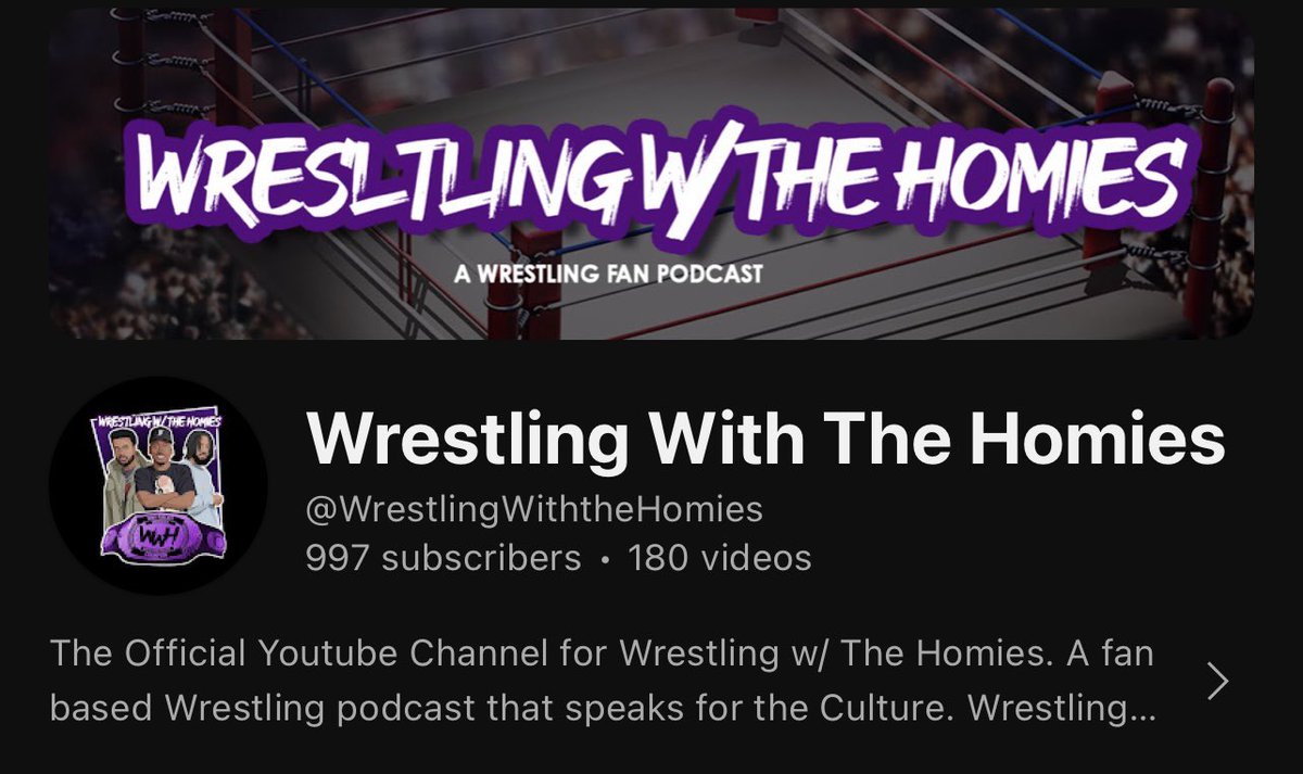 @CeeHawk *clears throat* (pause) wrestlingwiththehomies on YouTube! Only 34 eps deep, few subs away from 1k. Got a worldstar ass interview with AJ Francis (FKA Top Dolla) and a pretty insightful sit down with Big E. Black wrasslin media is very cool 🫱🏾‍🫲🏿