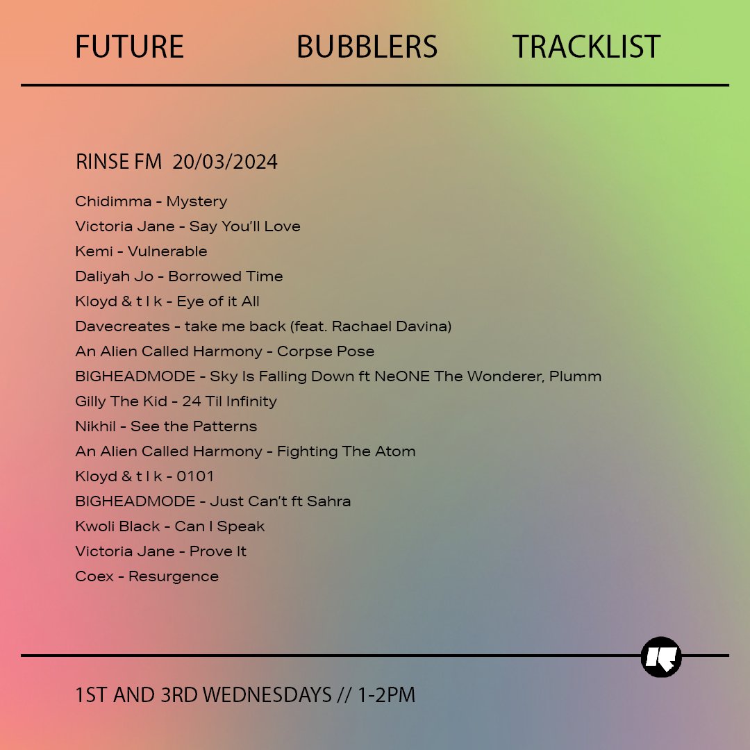 ✨LISTEN BACK TO OUR LATEST RINSE SHOW ✨ Listen back to our latest show on @RinseFM which was full of new tracks from our Bubbler alumni and emerging artists Link in Here 💫bit.ly/3viVyoH